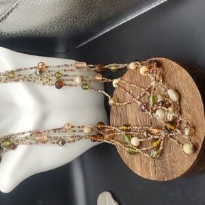 Artisan glass‎ beaded multi tier elegant seed beaded necklace N3231
